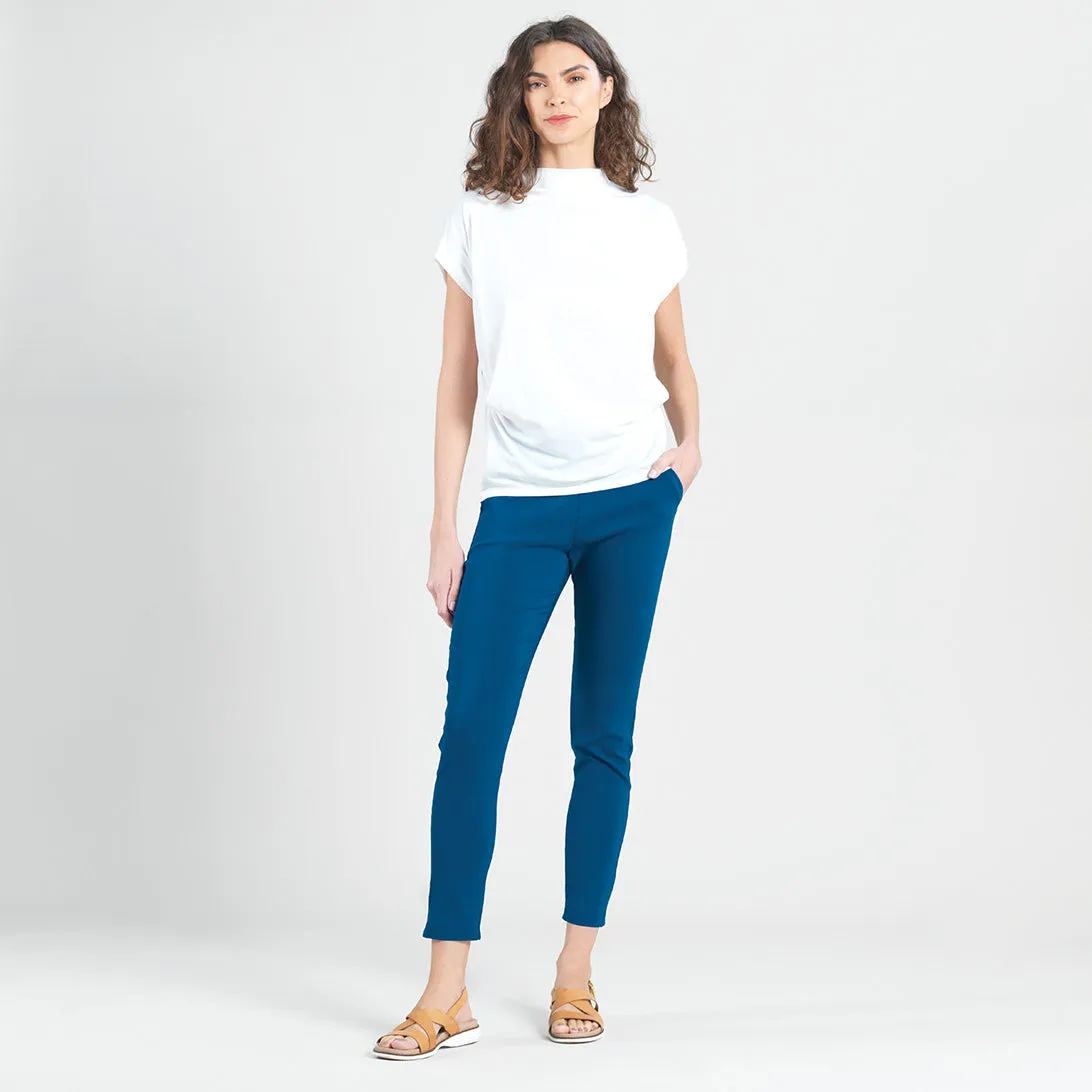 Modal Cotton - Funnel Neck Side Cinched Top - White - Final Sale!