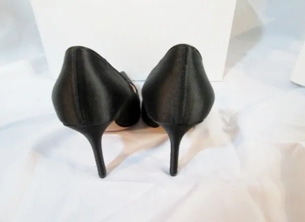 NEW CELINE PARIS ITALY Satin Pump 105 Stiletto Shoe BLACK 36 / 6 Womens High Heel