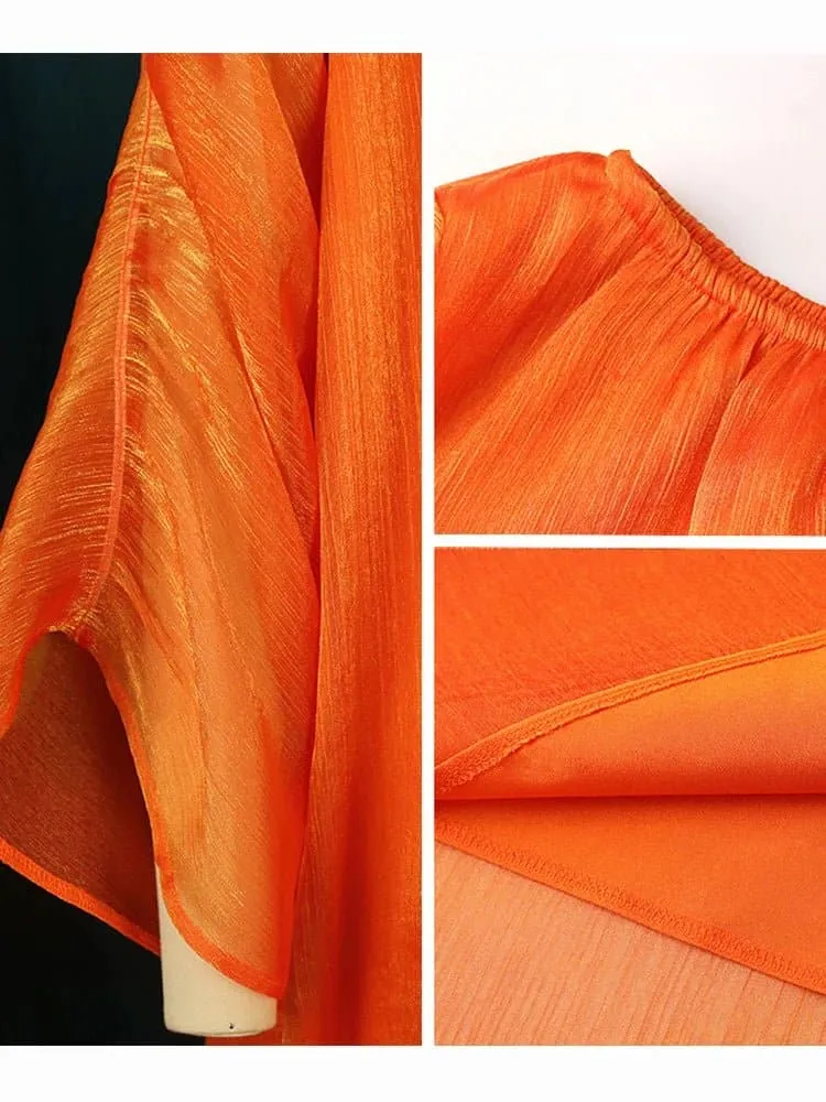 Orange Off Shoulder Party Dress