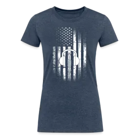 Patriotic Propagation: Distressed Flag and Ham Radio Icon - Women's Eco-Friendly Tri-Blend T-Shirt