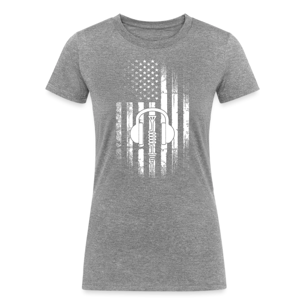 Patriotic Propagation: Distressed Flag and Ham Radio Icon - Women's Eco-Friendly Tri-Blend T-Shirt