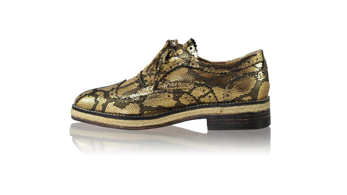 Pedro with Jute 25mm Flat - Black & Gold Snake Print