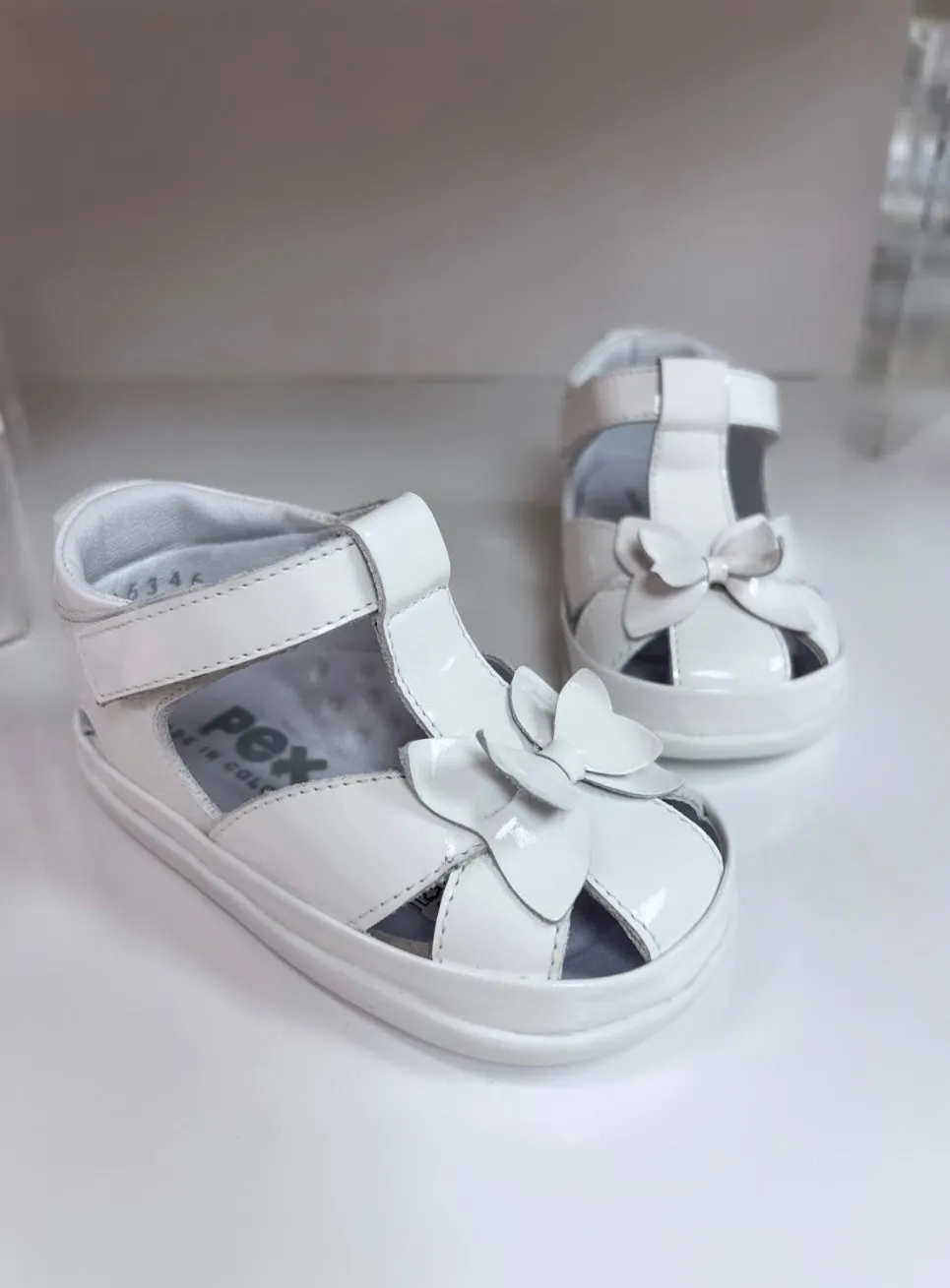 PEX White Patent Freya Sandals - WIDE FIT