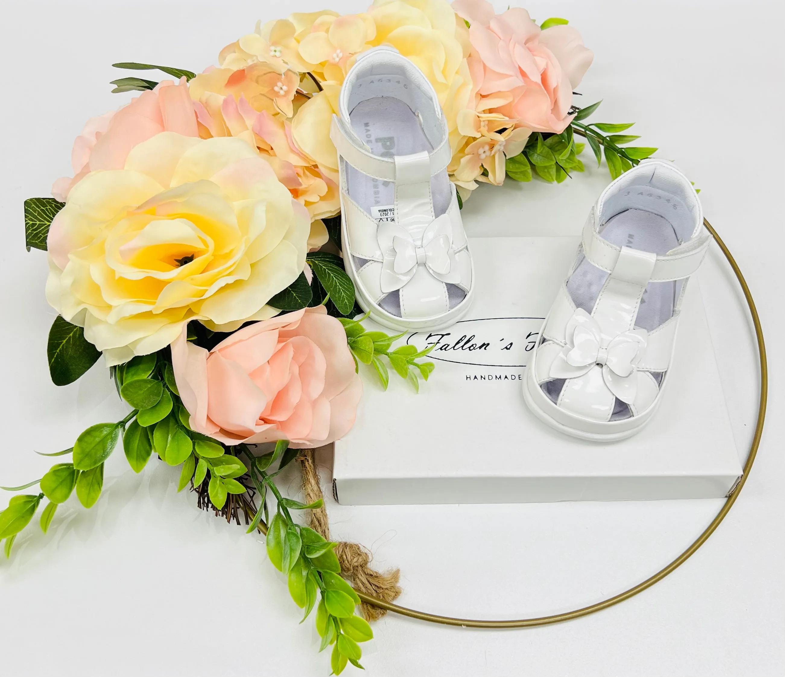 PEX White Patent Freya Sandals - WIDE FIT