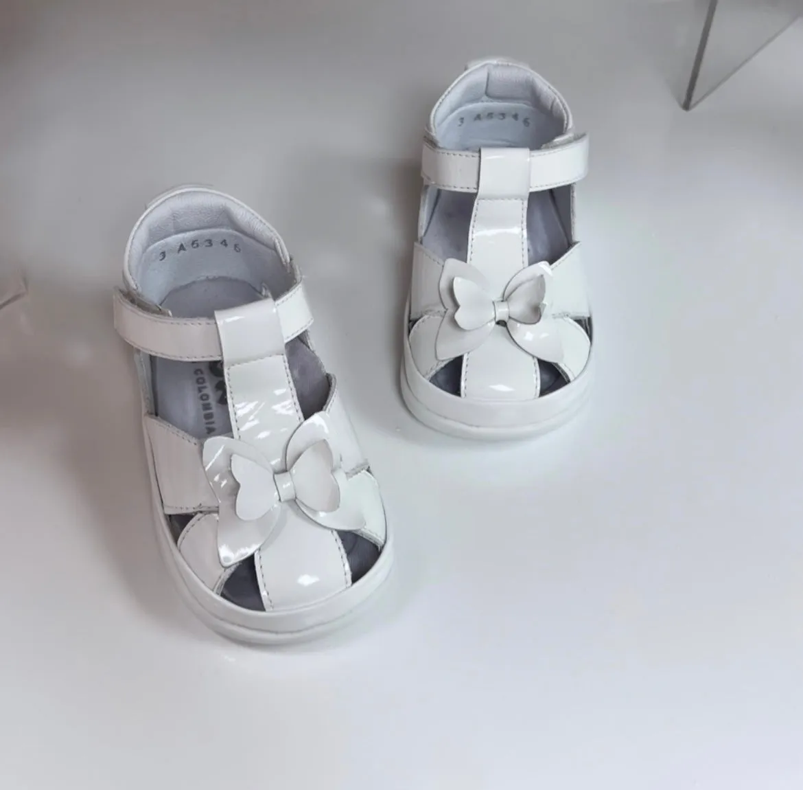 PEX White Patent Freya Sandals - WIDE FIT