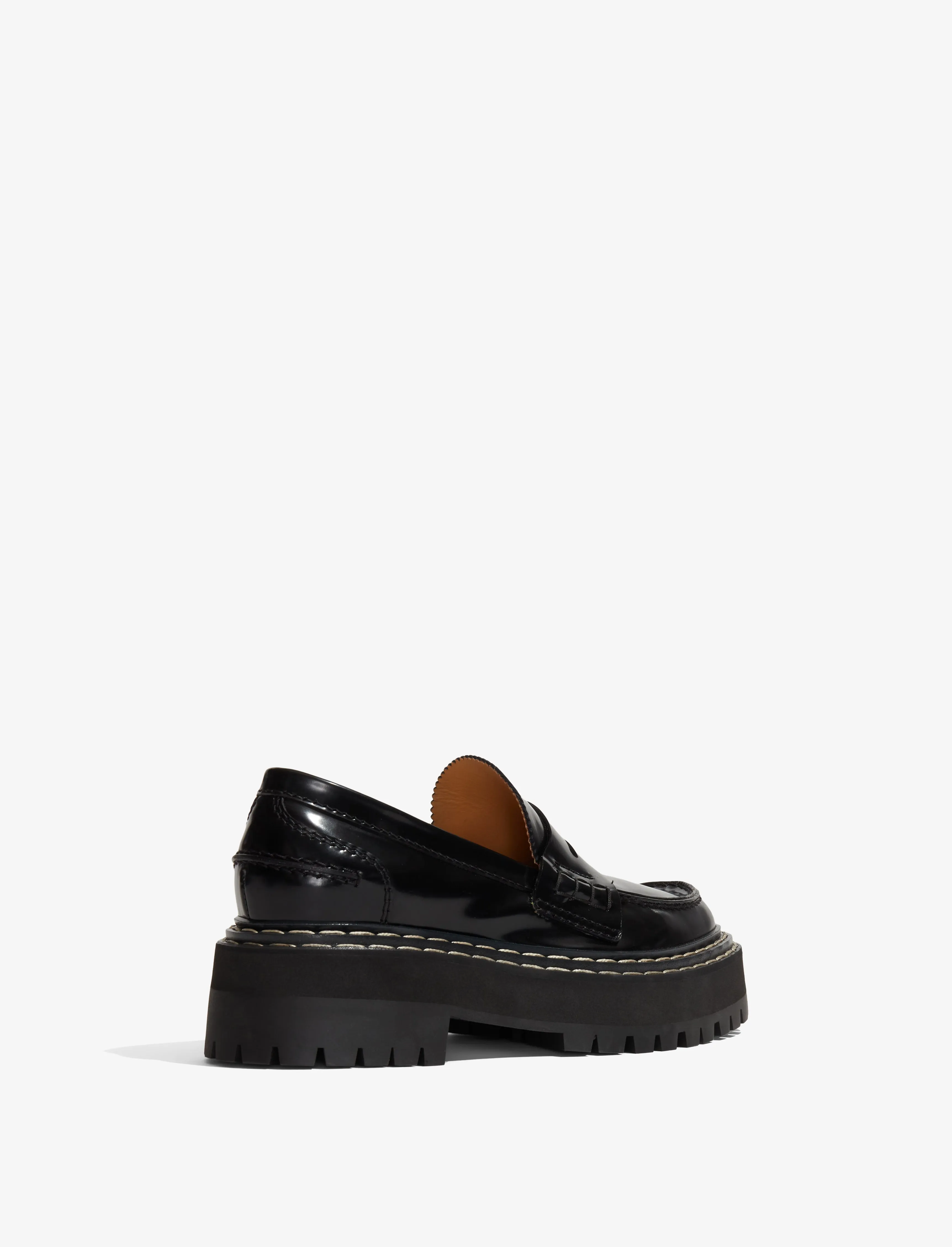 Proenza Schouler Lug Sole Platform Loafers in Spazzolato Leather - Black