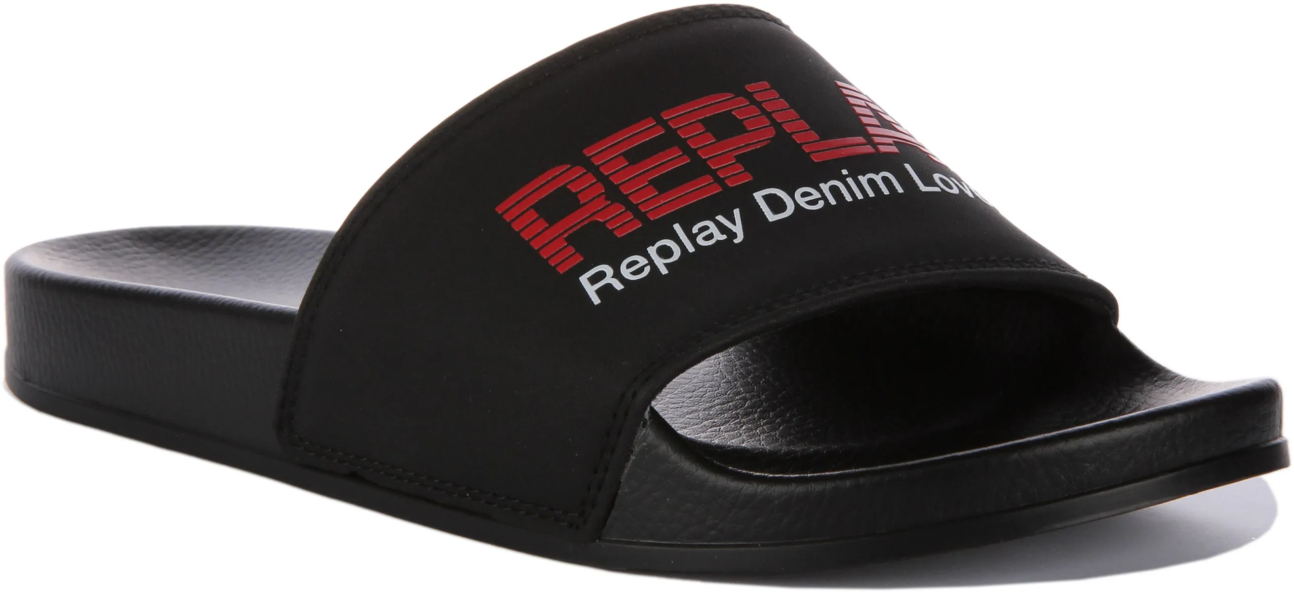 Replay Up Soft Slider In Black Red For Men