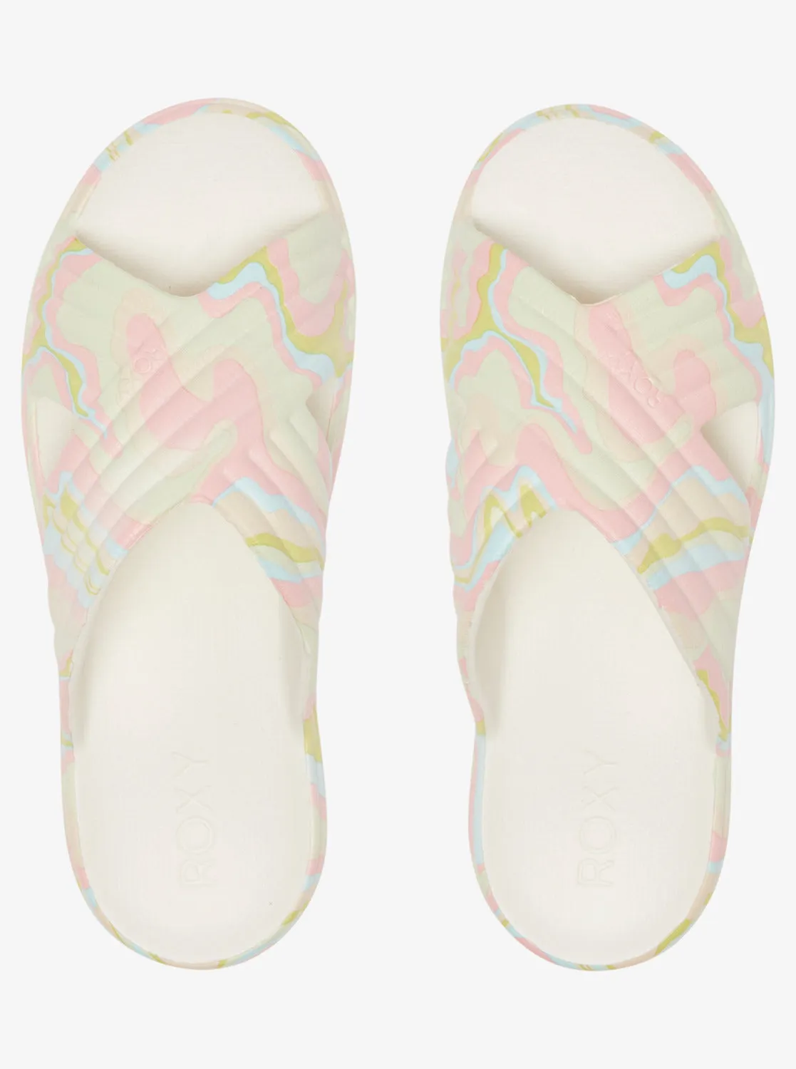 Roxy Rivie Print Sandals - Crazy Pink/Soft Lime