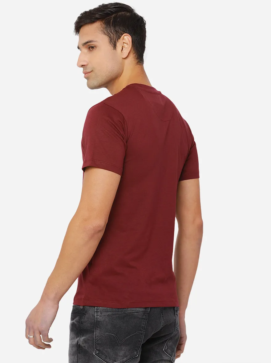 Rubby Red Solid Slim Fit T-Shirt | JadeBlue