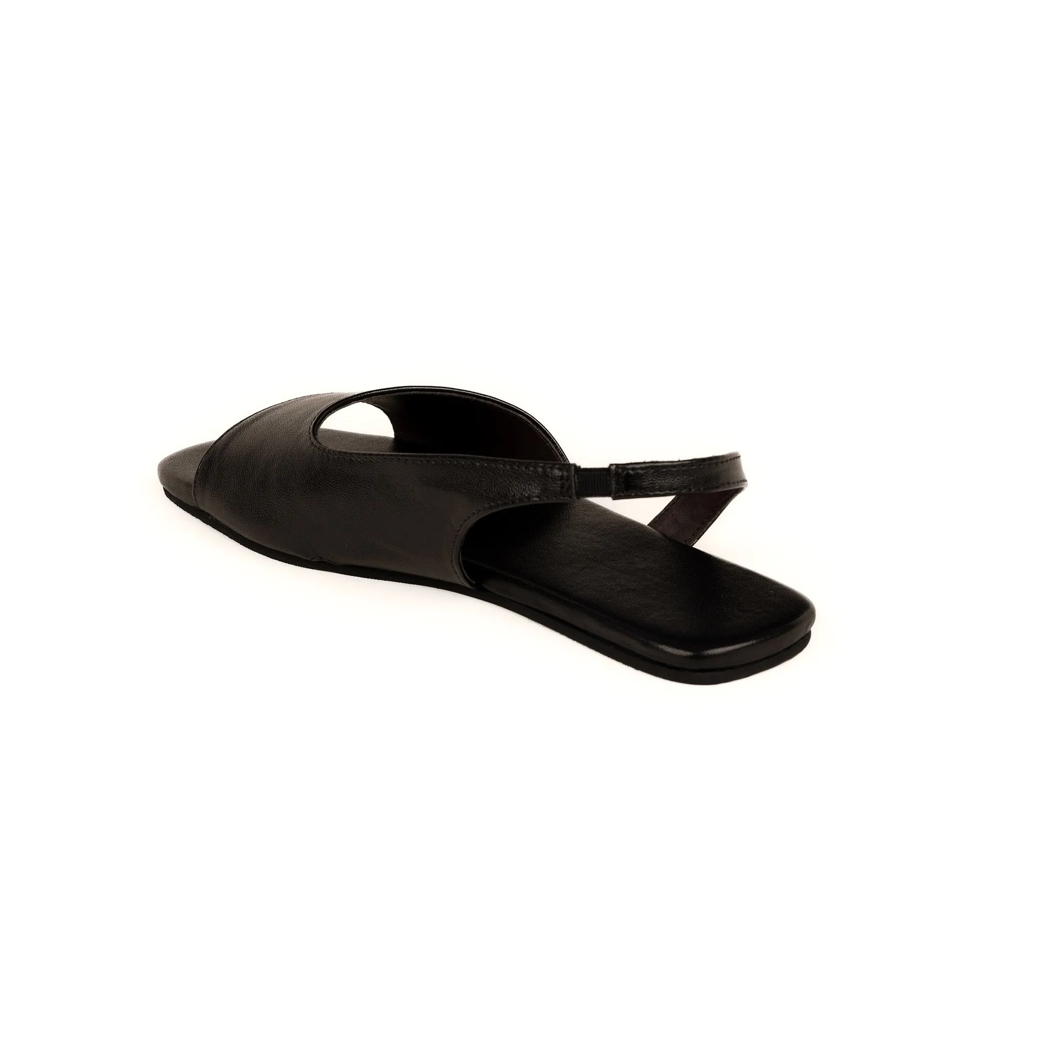 Seashell Slingback Vegan Leather Black Women Sandals Thrift Edit