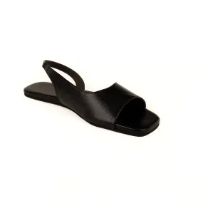 Seashell Slingback Vegan Leather Black Women Sandals Thrift Edit