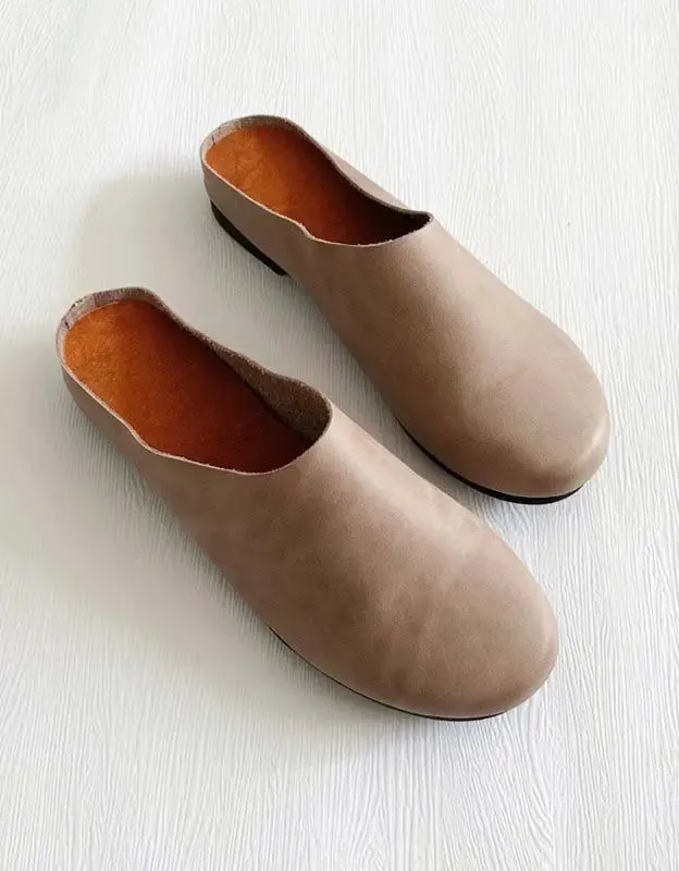 Soft Leather Flat Slippers