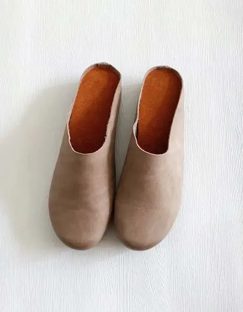 Soft Leather Flat Slippers