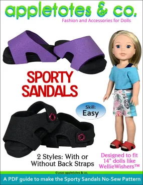 Sporty Sandals No Sew Pattern for 14 Inch Dolls