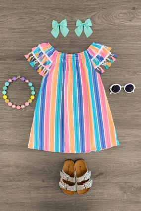 Summer Stripe Tassel Dress