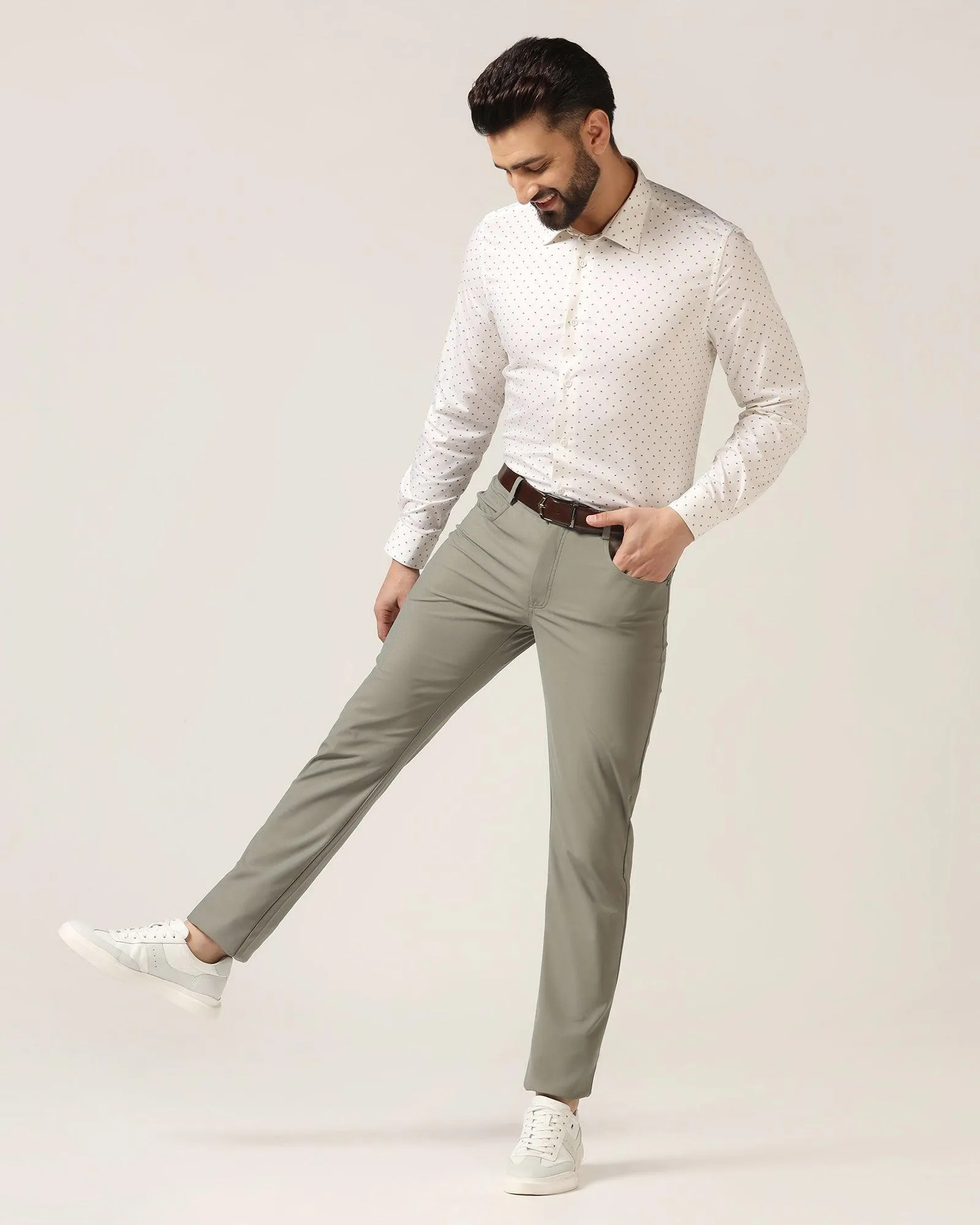 TechPro Slim Comfort Casual Olive Textured Khakis - Finn