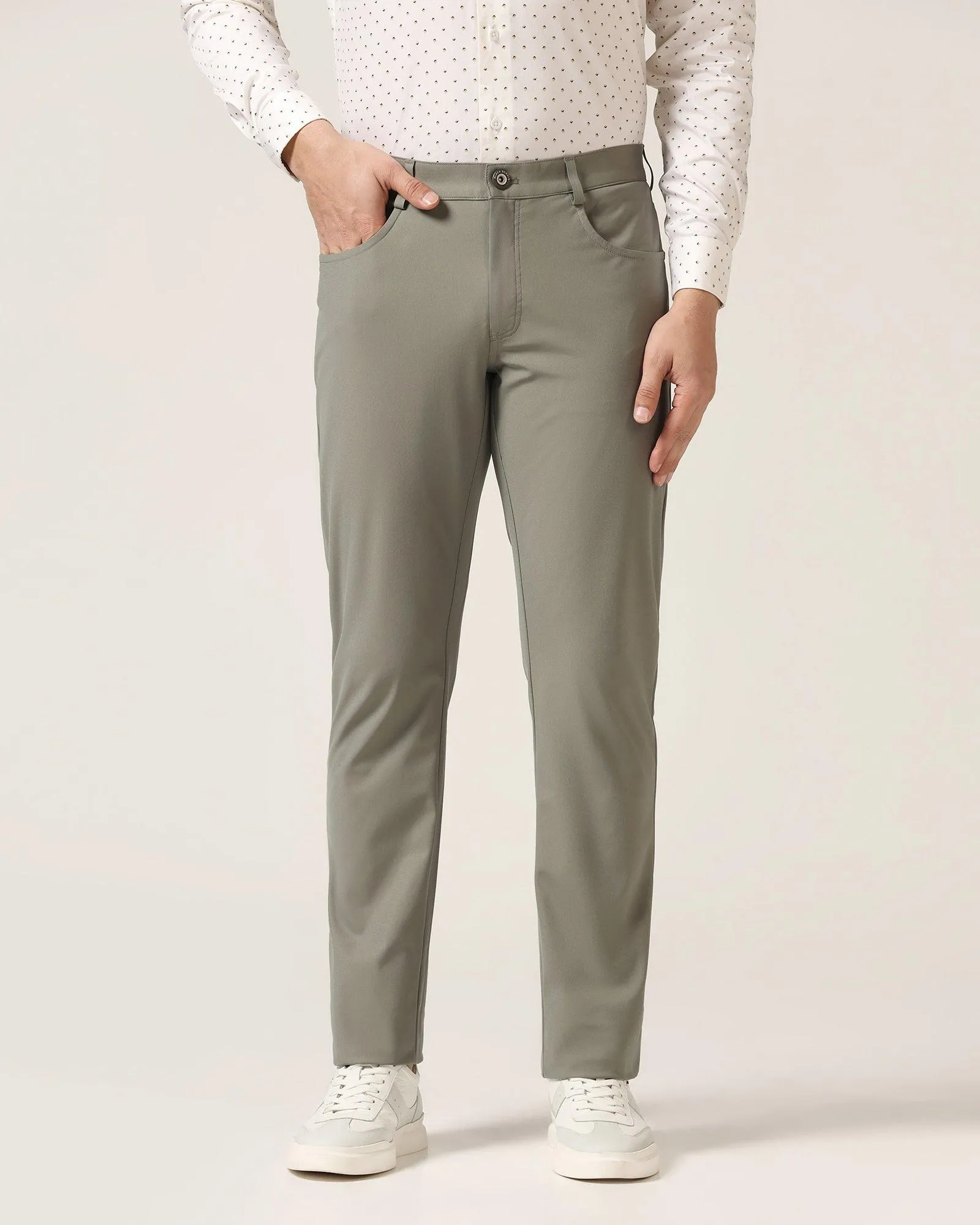 TechPro Slim Comfort Casual Olive Textured Khakis - Finn