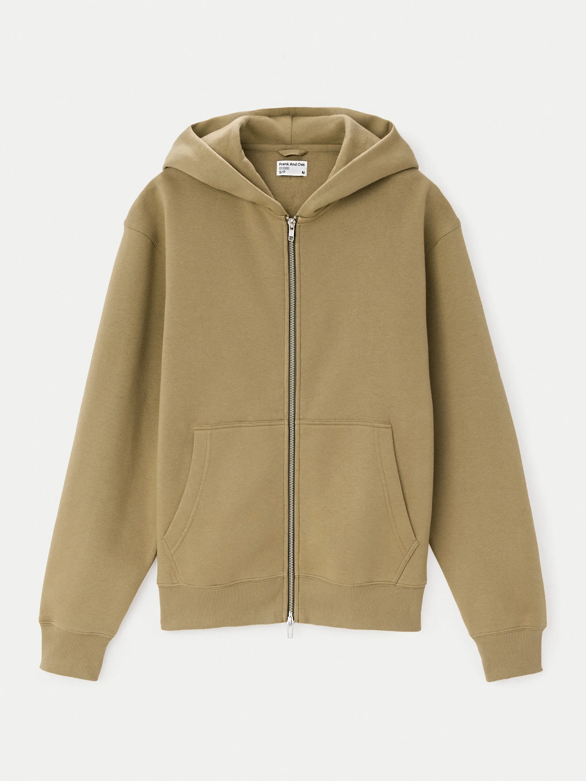 The Zip Up Fleece Hoodie in Khaki