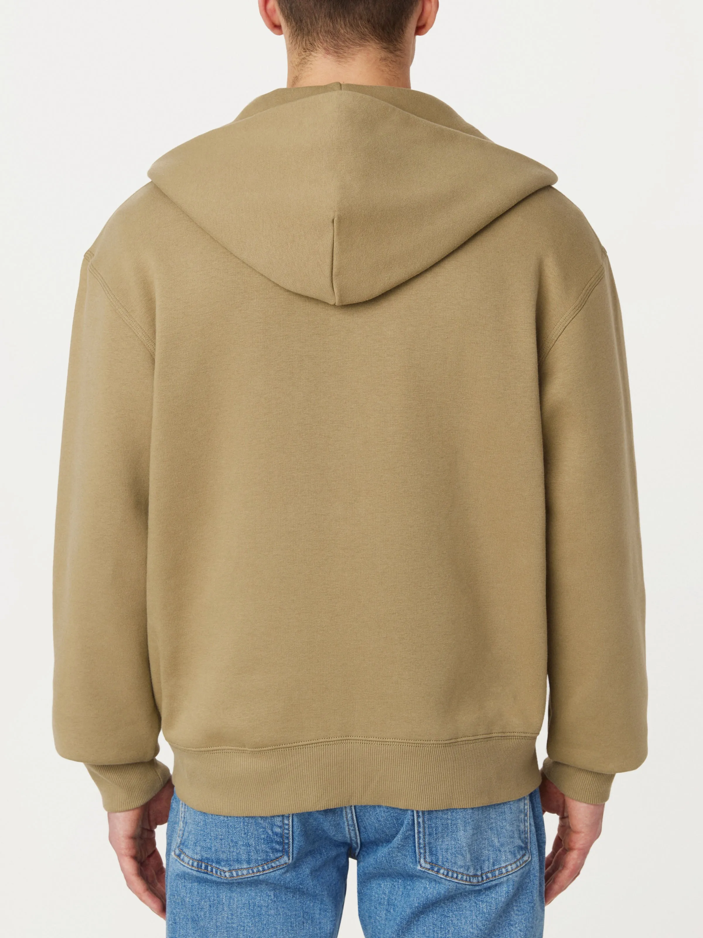 The Zip Up Fleece Hoodie in Khaki