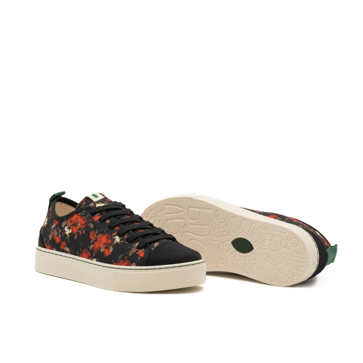 Vegan sneaker roses black MOB007