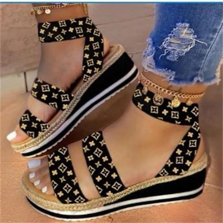 Women chunky platform ankle strap wedge sandals