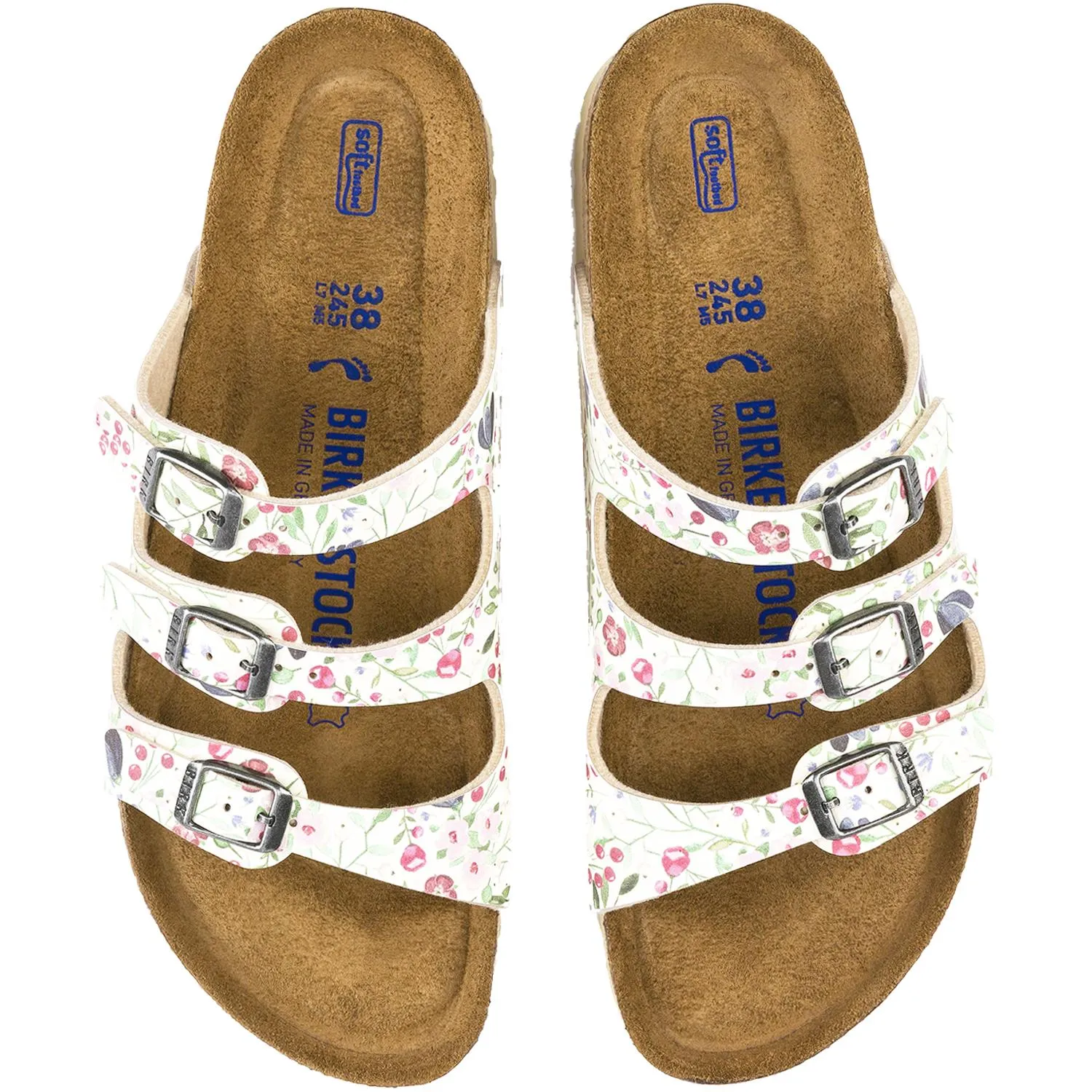 Women's Birkenstock Florida Soft Footbed Meadow Flowers Beige Birko-Flor