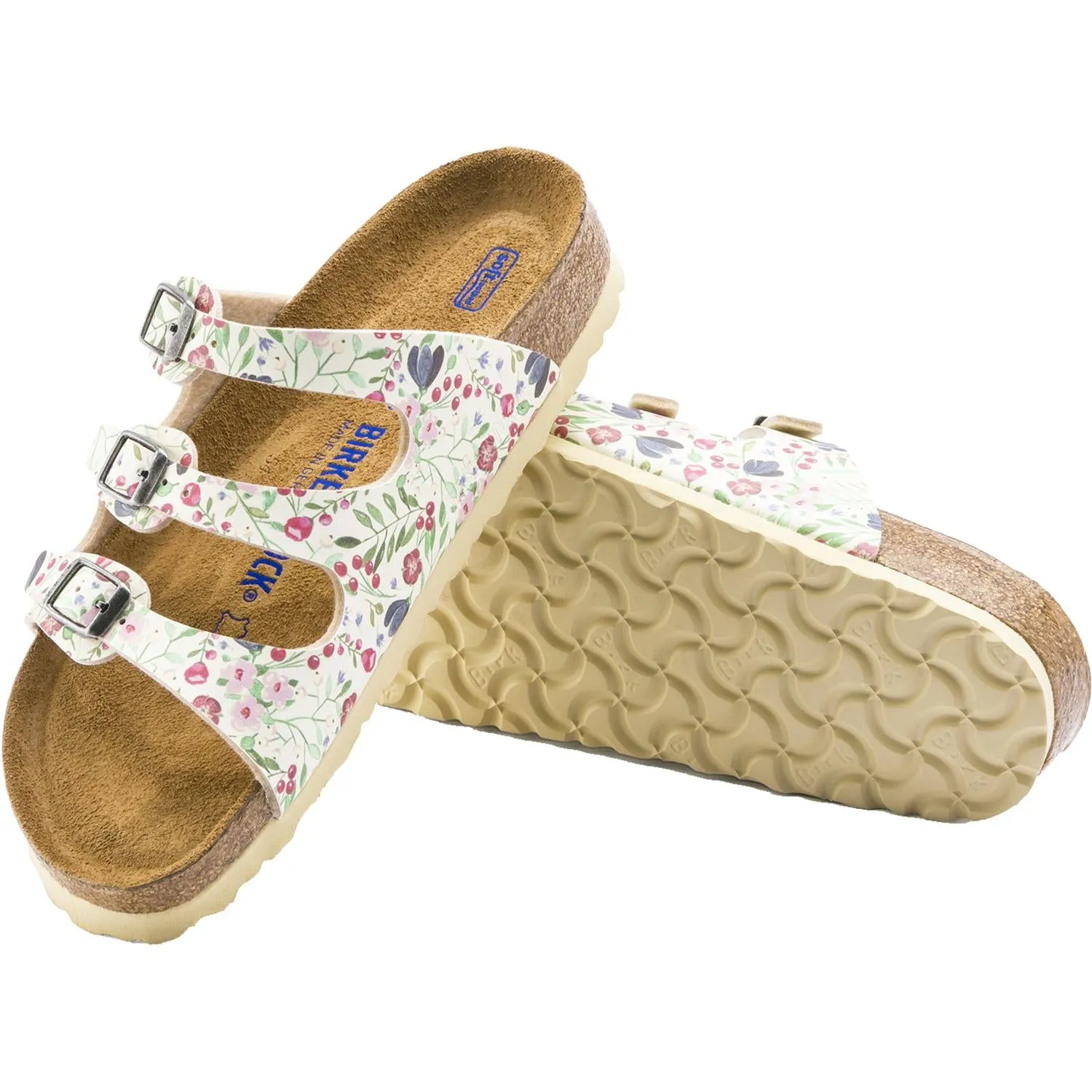 Women's Birkenstock Florida Soft Footbed Meadow Flowers Beige Birko-Flor