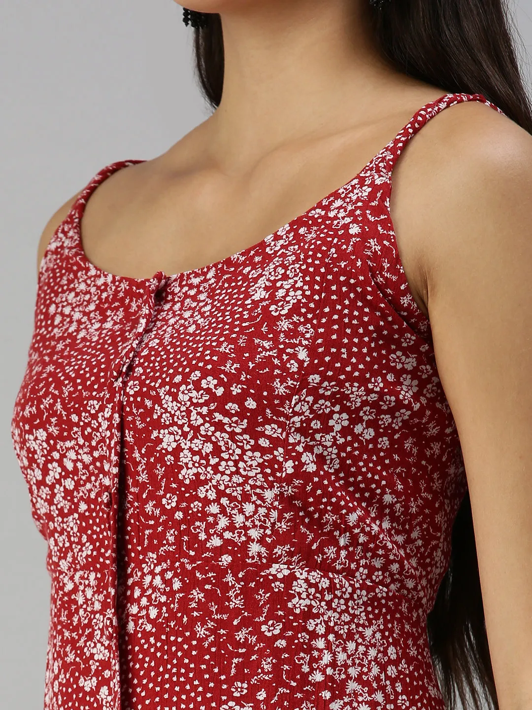 Women's Red Floral A-Line Dress