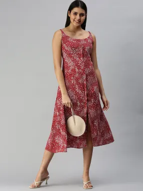 Women's Red Floral A-Line Dress