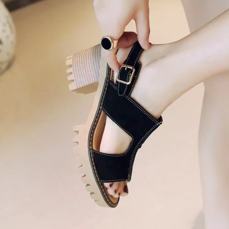 Women's's Wrap Strap Chunky Heel Platform Sandals